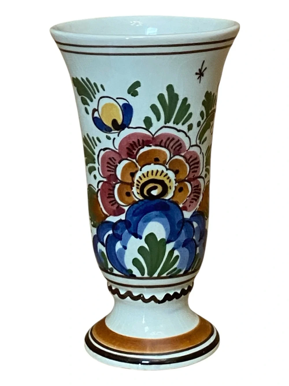 Delft Holland Vintage Hand Painted Small Flower Vase Ceramic Folk Art